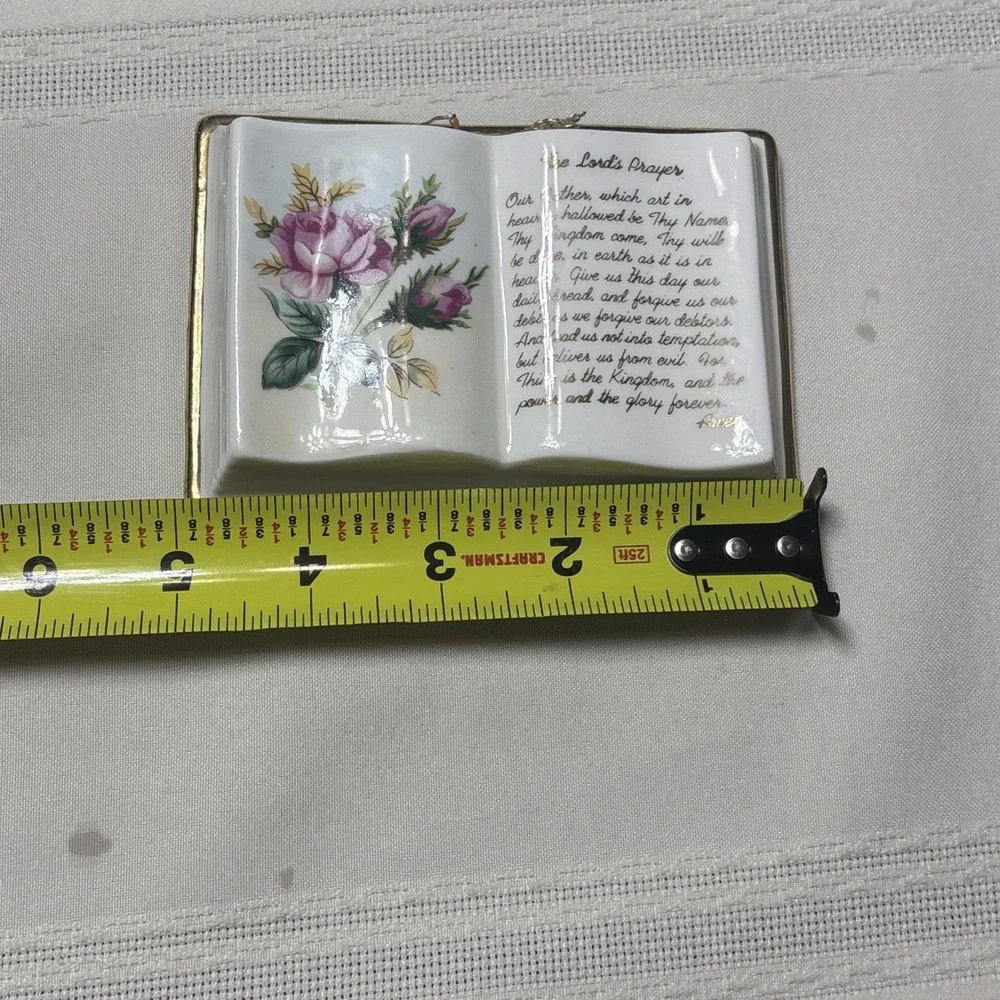 Vtg Porcelain Open Book Wall Hanging The Lord's Prayer Grandma